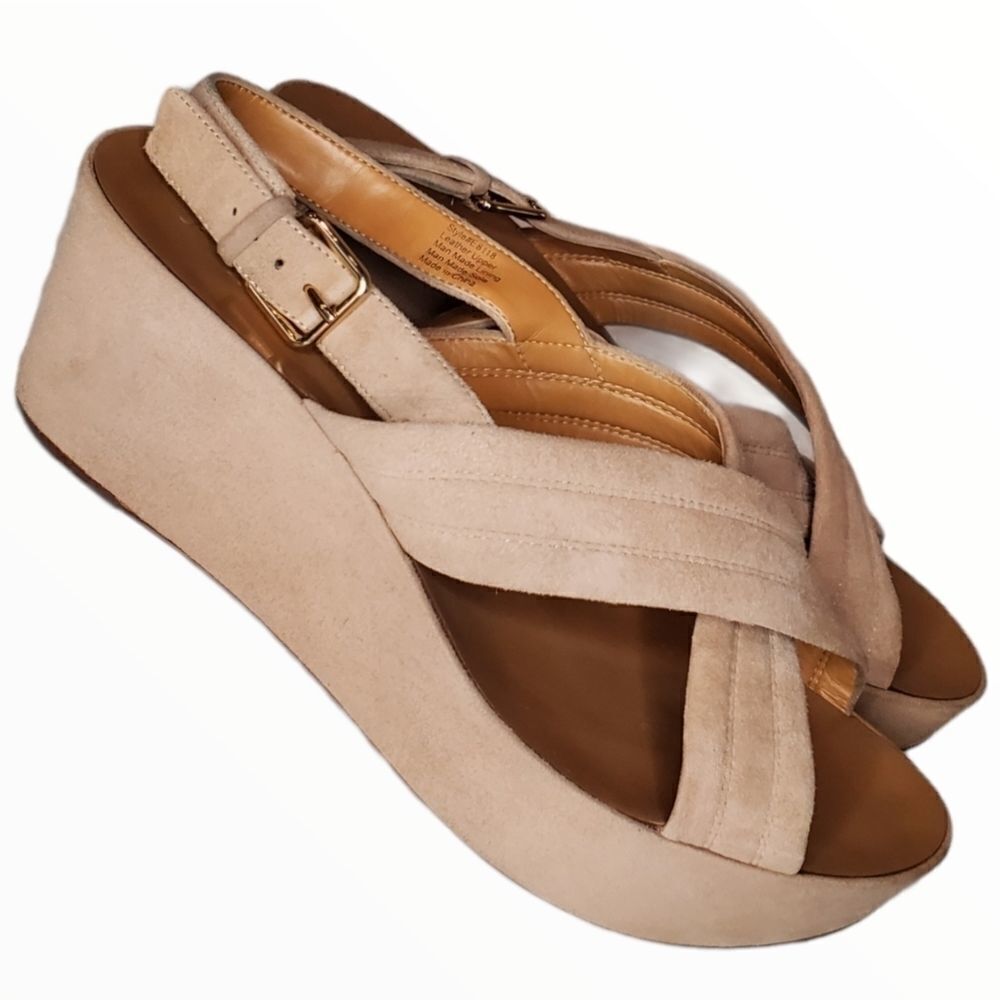 J. Crew Factory Beige Suede Wedge Sandals